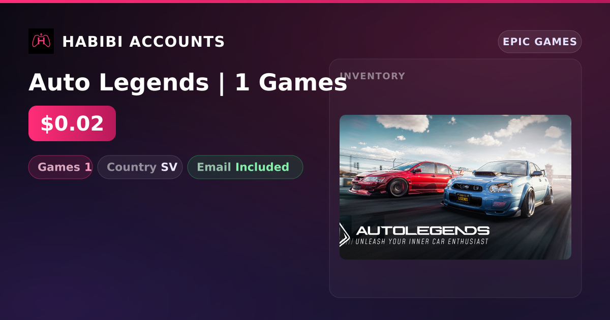 Auto Legends | 1 Games — HabibiAccounts