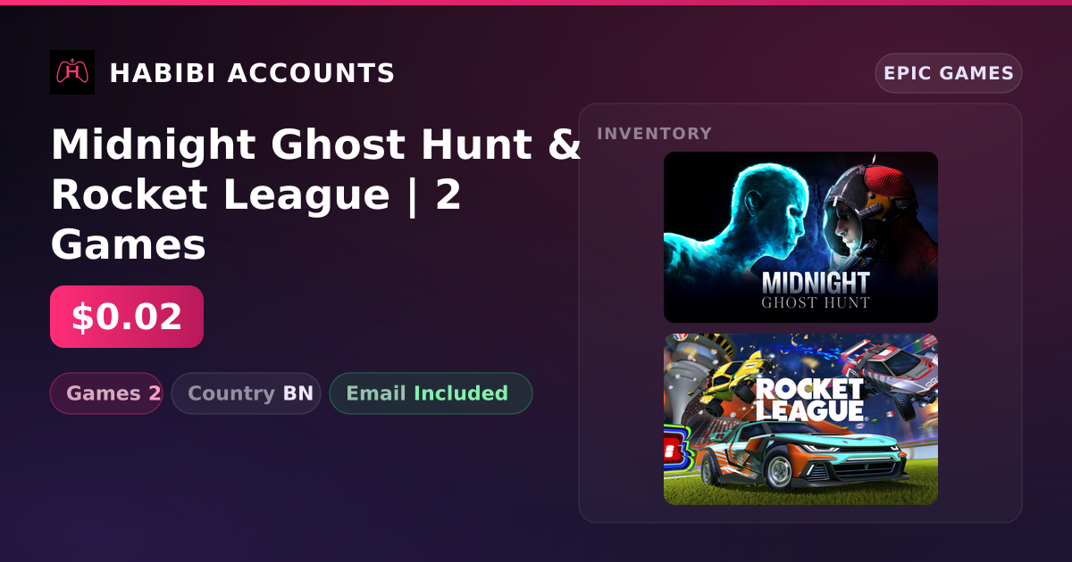 Midnight Ghost Hunt & Rocket League | 2 Games — HabibiAccounts