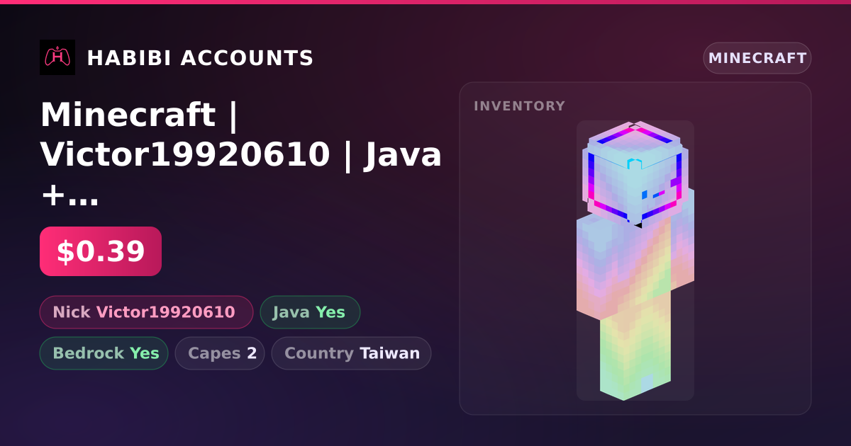 Minecraft | Victor19920610 | Java + Bedrock | 2 Capes — HabibiAccounts
