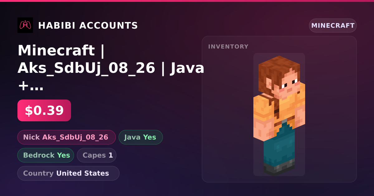 Minecraft | Aks_SdbUj_08_26 | Java + Bedrock | 1 Capes — HabibiAccounts