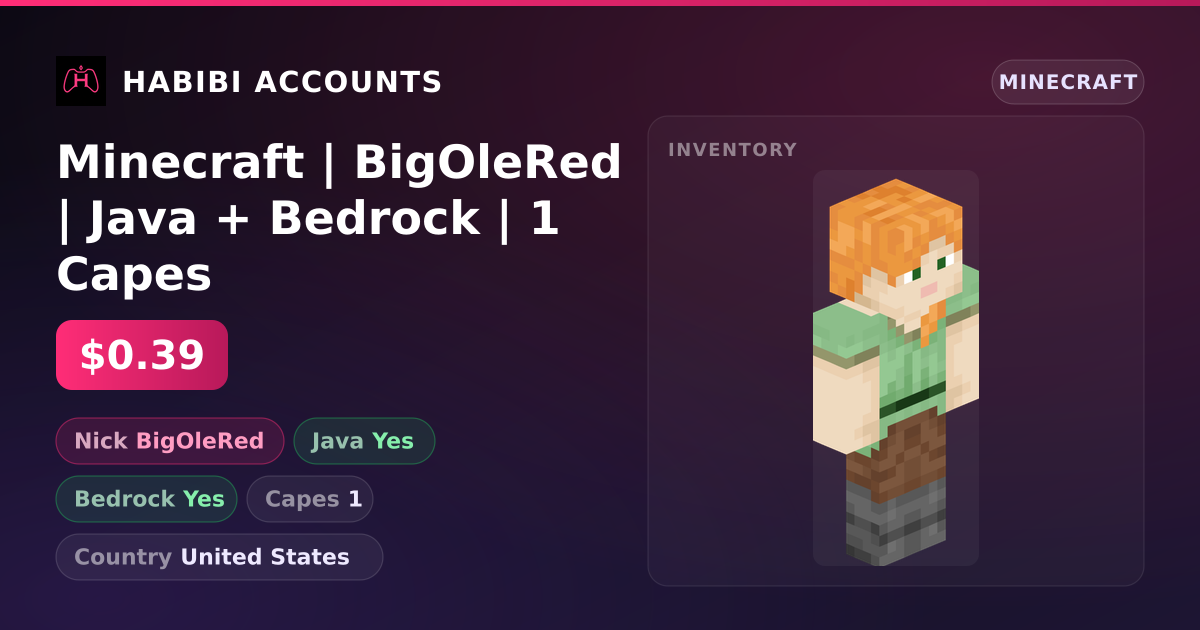 Minecraft | BigOleRed | Java + Bedrock | 1 Capes — HabibiAccounts