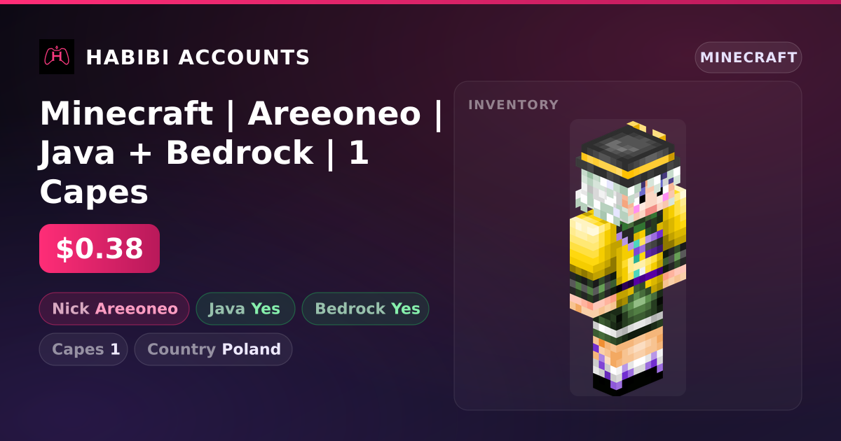 Minecraft | Areeoneo | Java + Bedrock | 1 Capes — HabibiAccounts