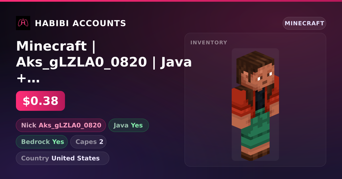 Minecraft | Aks_gLZLA0_0820 | Java + Bedrock | 2 Capes — HabibiAccounts
