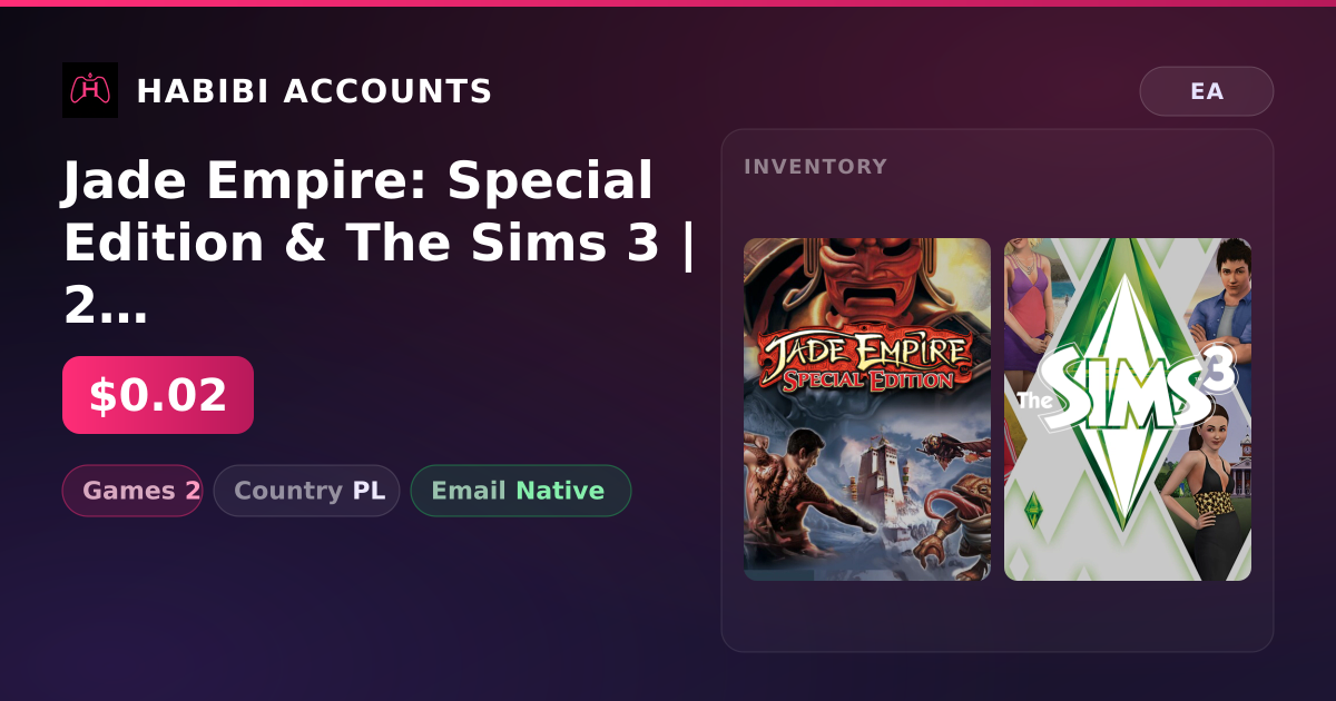 Jade Empire: Special Edition & The Sims 3 | 2 Games — HabibiAccounts