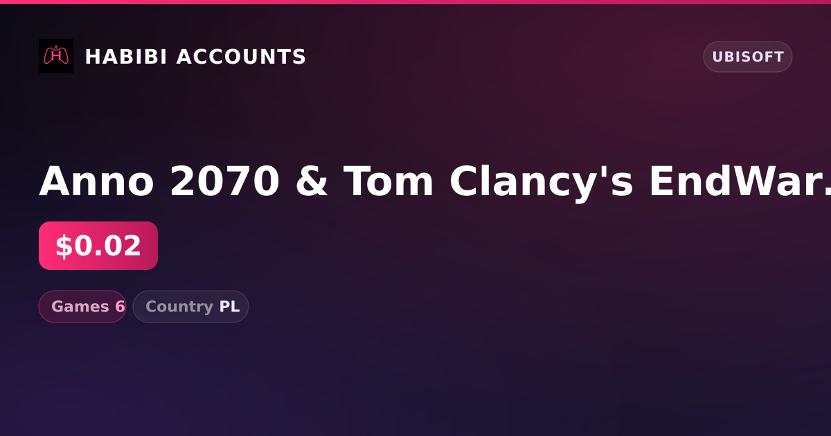 Anno 2070 & Tom Clancy's EndWar | 6 Games — HabibiAccounts