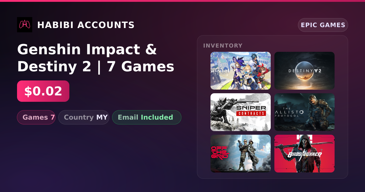 Genshin Impact & Destiny 2 | 7 Games — HabibiAccounts