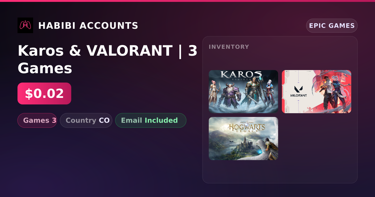 Karos & VALORANT | 3 Games — HabibiAccounts