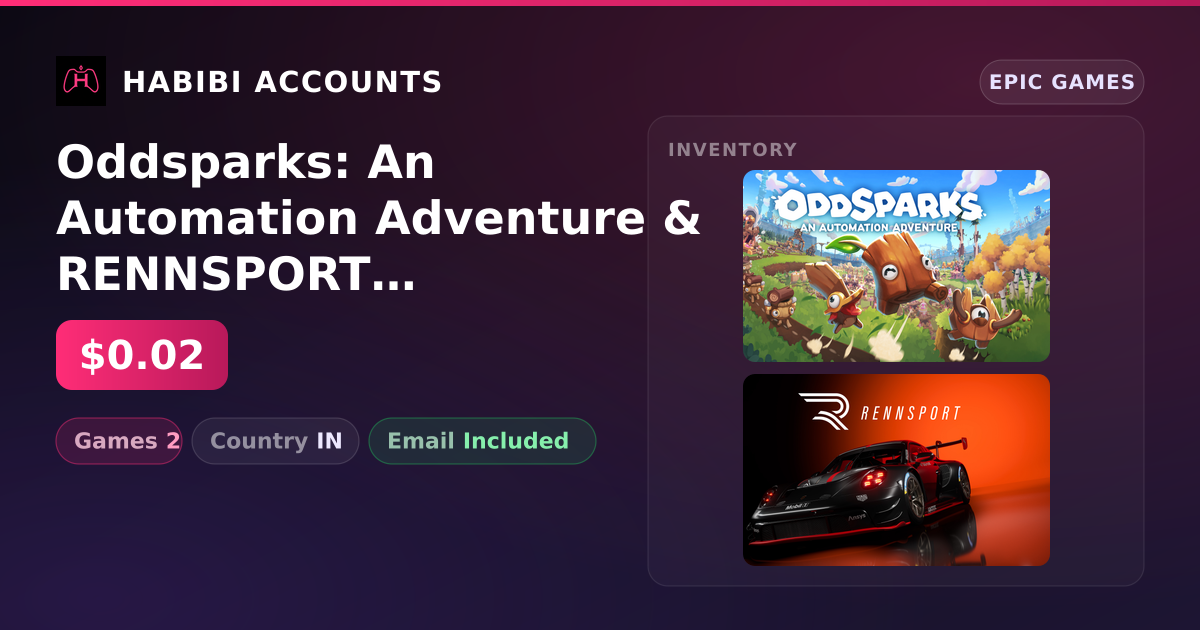 Oddsparks: An Automation Adventure & RENNSPORT | 2 Games — HabibiAccounts
