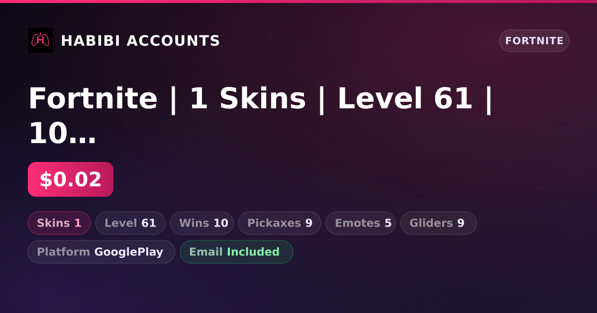 Fortnite | 1 Skins | Level 61 | 10 Wins — HabibiAccounts
