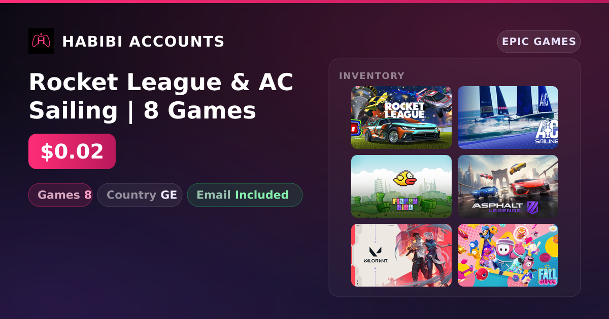 Rocket League & AC Sailing | 8 Games — HabibiAccounts