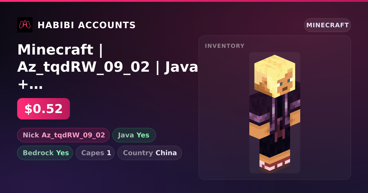 Minecraft | Az_tqdRW_09_02 | Java + Bedrock | 1 Capes — HabibiAccounts