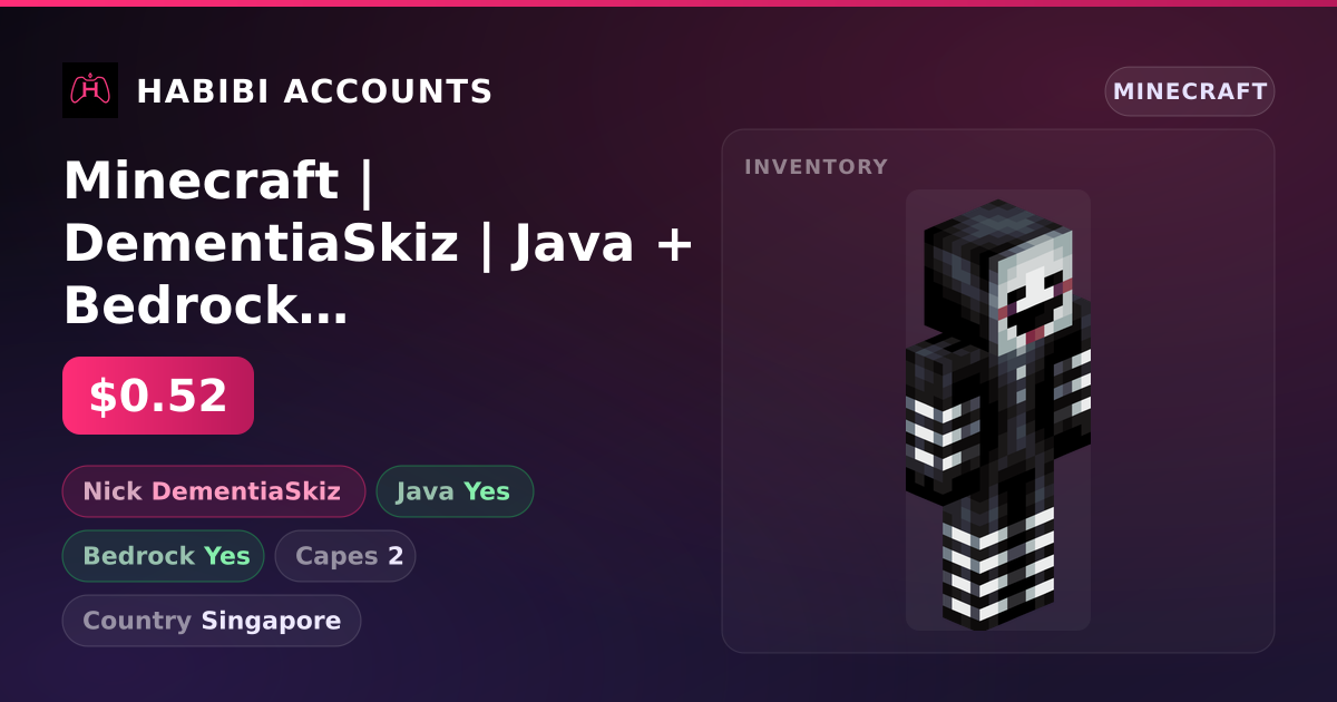 Minecraft | DementiaSkiz | Java + Bedrock | 2 Capes — HabibiAccounts