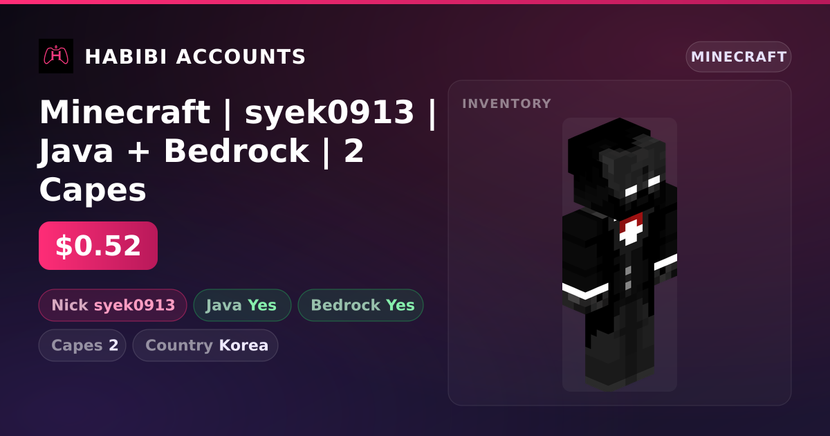 Minecraft | syek0913 | Java + Bedrock | 2 Capes — HabibiAccounts
