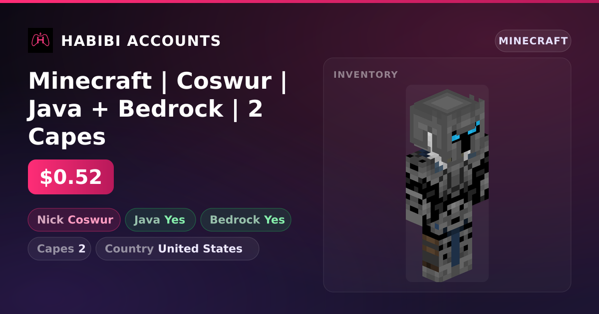 Minecraft | Coswur | Java + Bedrock | 2 Capes — HabibiAccounts