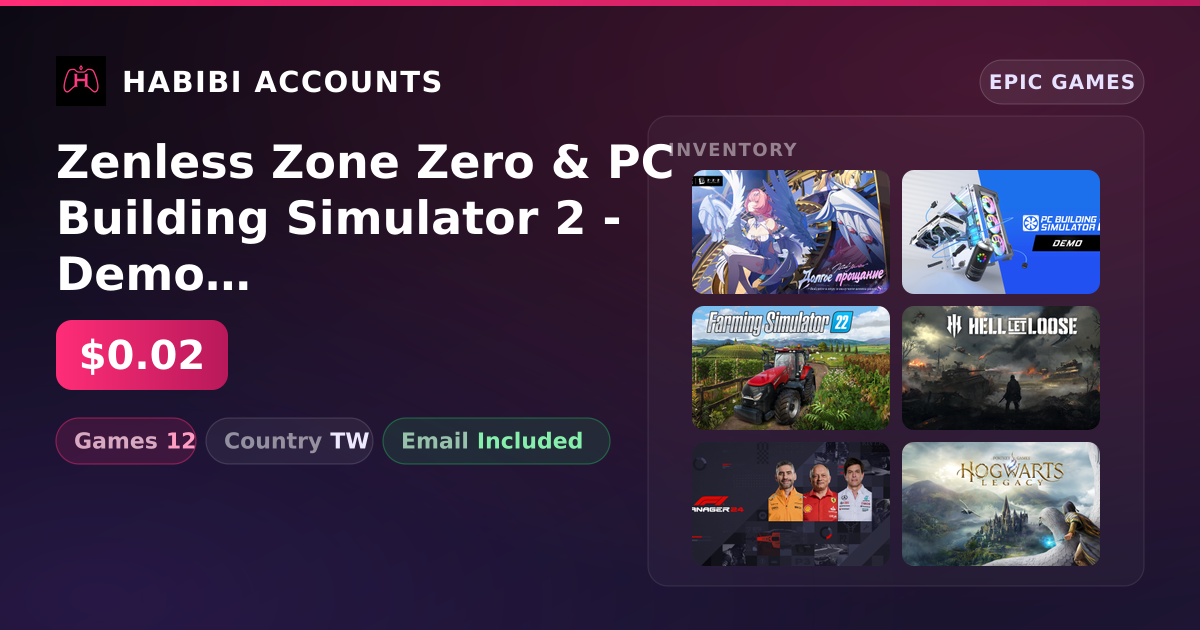 Zenless Zone Zero & PC Building Simulator 2 - Demo | 12 Games — HabibiAccounts