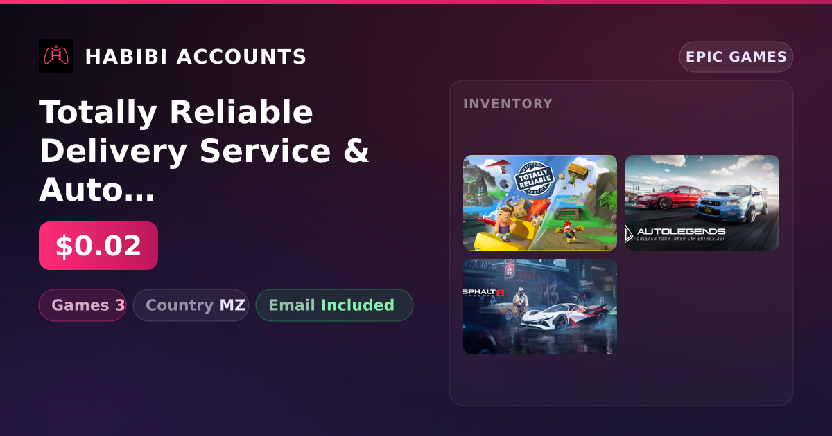 Totally Reliable Delivery Service & Auto Legends | 3 Games — HabibiAccounts