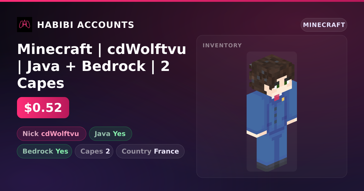 Minecraft | cdWolftvu | Java + Bedrock | 2 Capes — HabibiAccounts