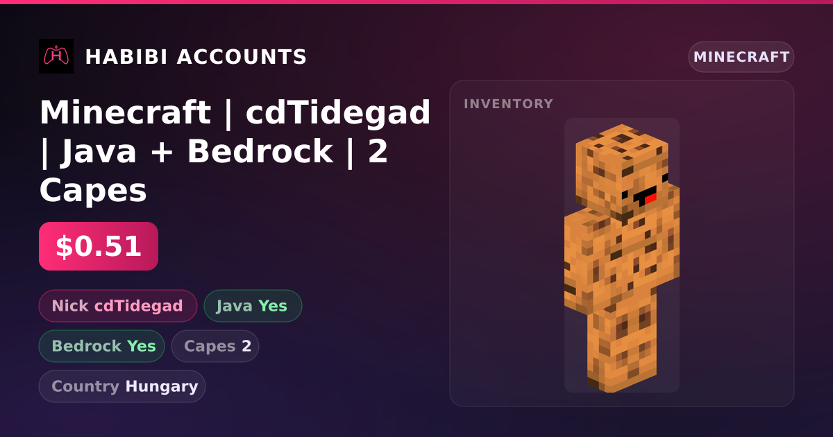 Minecraft | cdTidegad | Java + Bedrock | 2 Capes — HabibiAccounts