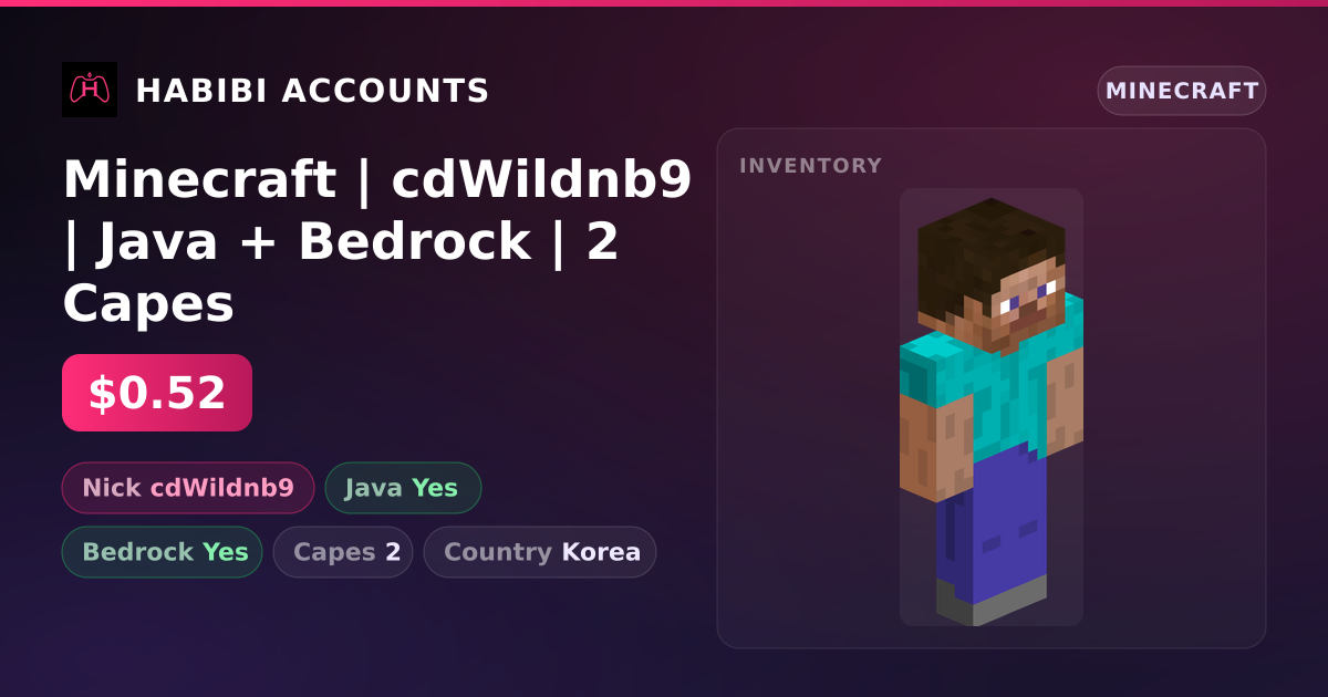 Minecraft | cdWildnb9 | Java + Bedrock | 2 Capes — HabibiAccounts