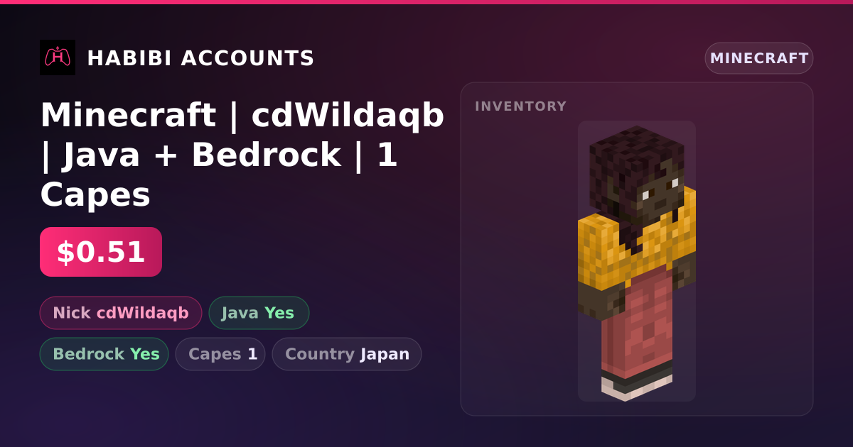 Minecraft | cdWildaqb | Java + Bedrock | 1 Capes — HabibiAccounts