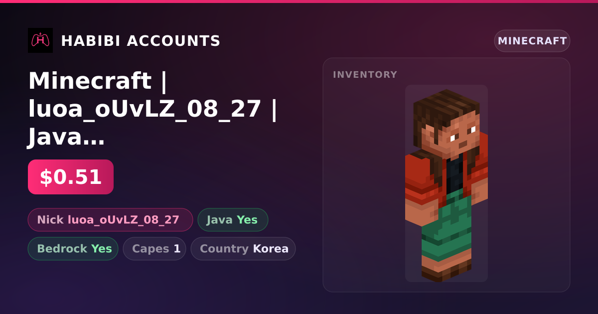 Minecraft | luoa_oUvLZ_08_27 | Java + Bedrock | 1 Capes — HabibiAccounts