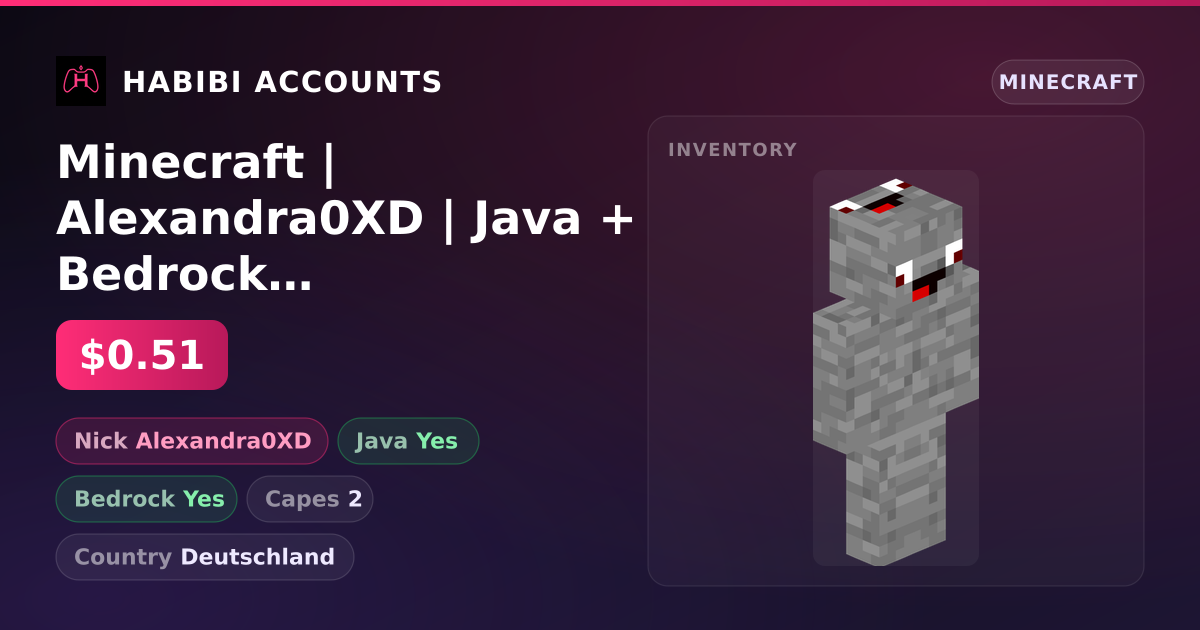 Minecraft | Alexandra0XD | Java + Bedrock | 2 Capes — HabibiAccounts