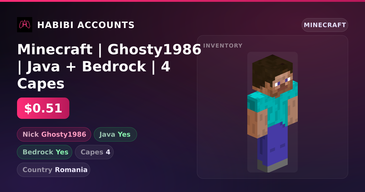 Minecraft | Ghosty1986 | Java + Bedrock | 4 Capes — HabibiAccounts