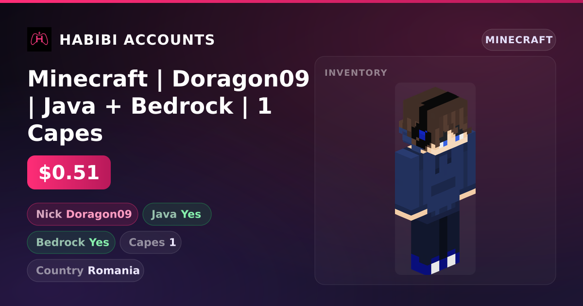 Minecraft | Doragon09 | Java + Bedrock | 1 Capes — HabibiAccounts