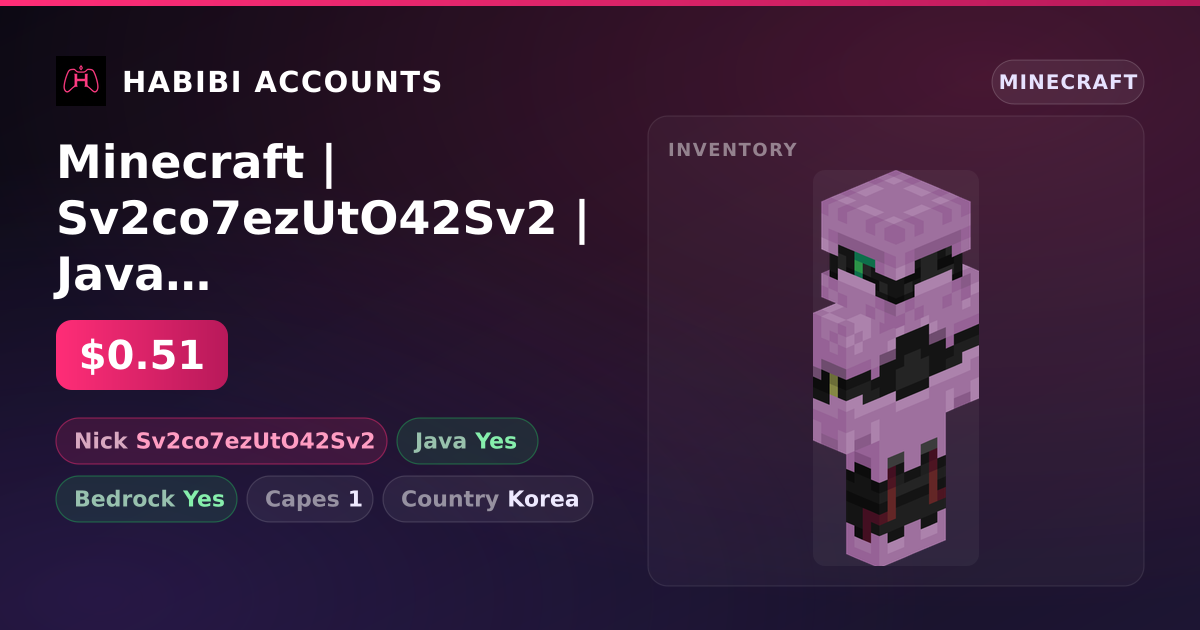 Minecraft | Sv2co7ezUtO42Sv2 | Java + Bedrock | 1 Capes — HabibiAccounts