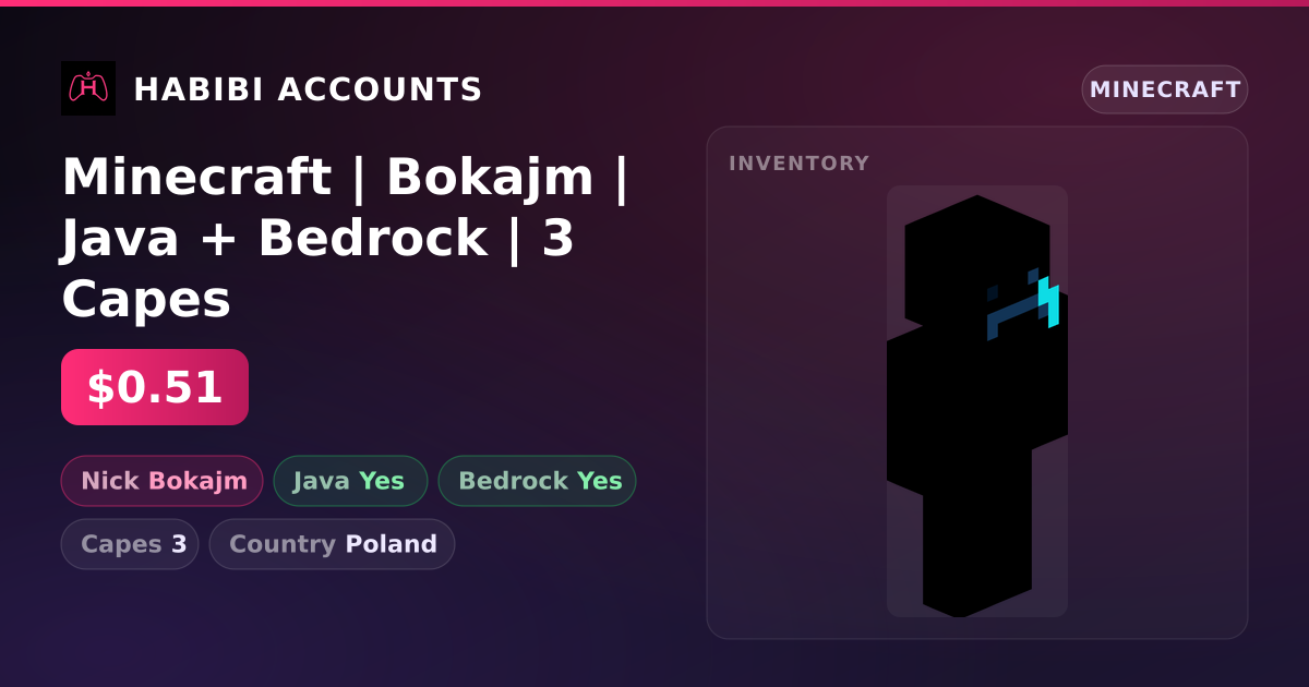 Minecraft | Bokajm | Java + Bedrock | 3 Capes — HabibiAccounts