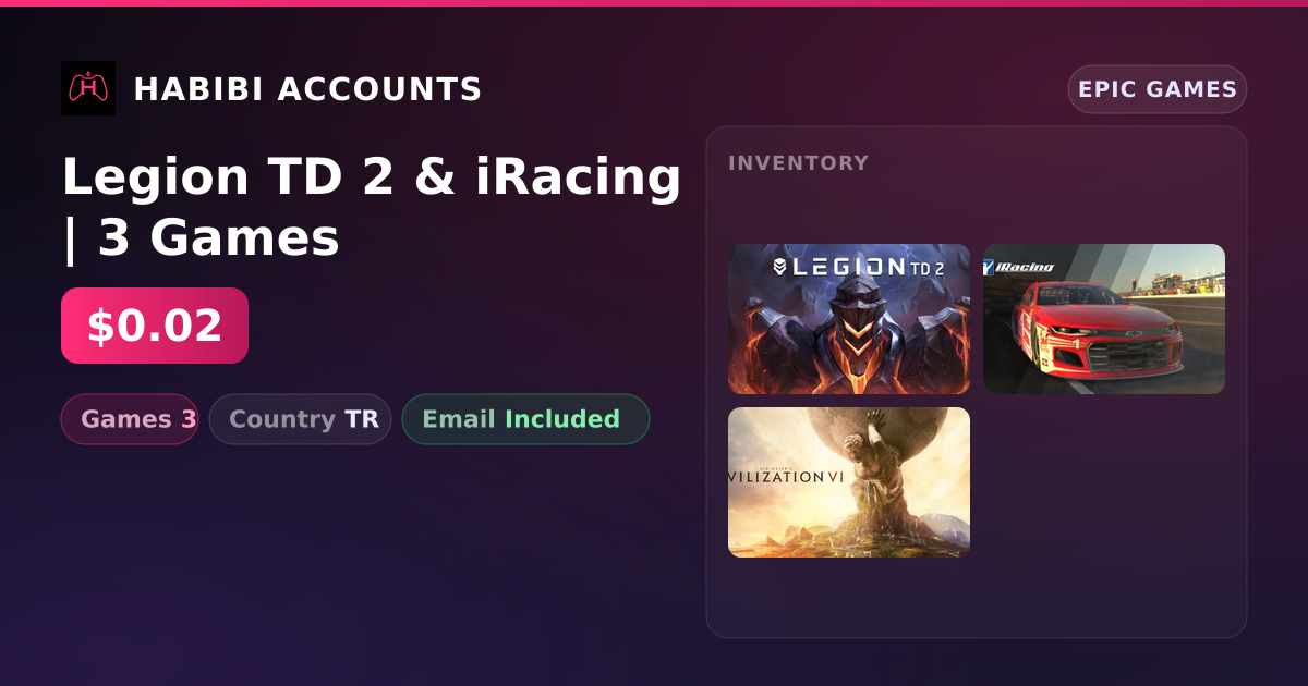 Legion TD 2 & iRacing | 3 Games — HabibiAccounts