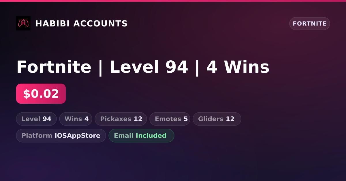 Fortnite | Level 94 | 4 Wins — HabibiAccounts