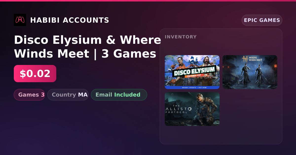 Disco Elysium & Where Winds Meet | 3 Games — HabibiAccounts