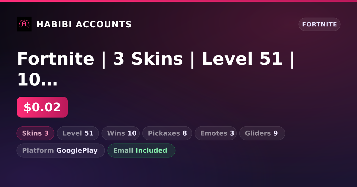 Fortnite | 3 Skins | Level 51 | 10 Wins — HabibiAccounts