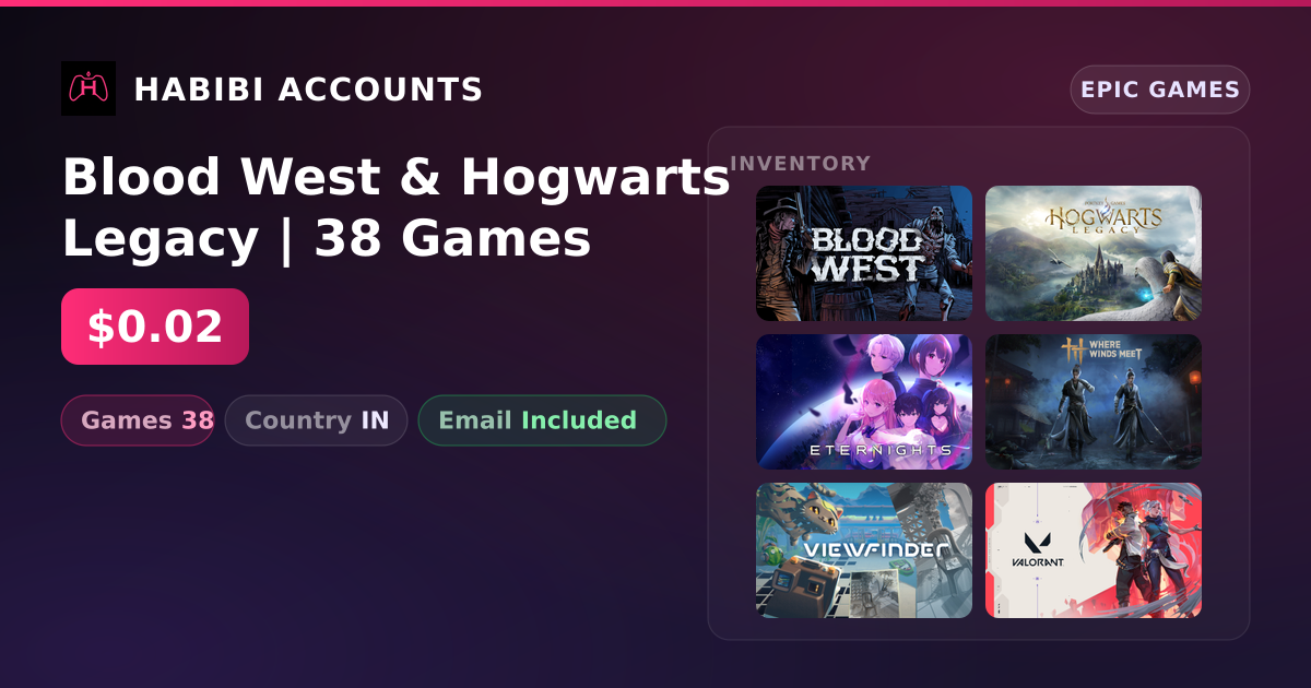 Blood West & Hogwarts Legacy | 38 Games — HabibiAccounts