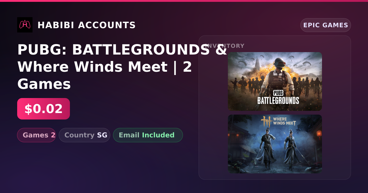PUBG: BATTLEGROUNDS & Where Winds Meet | 2 Games — HabibiAccounts