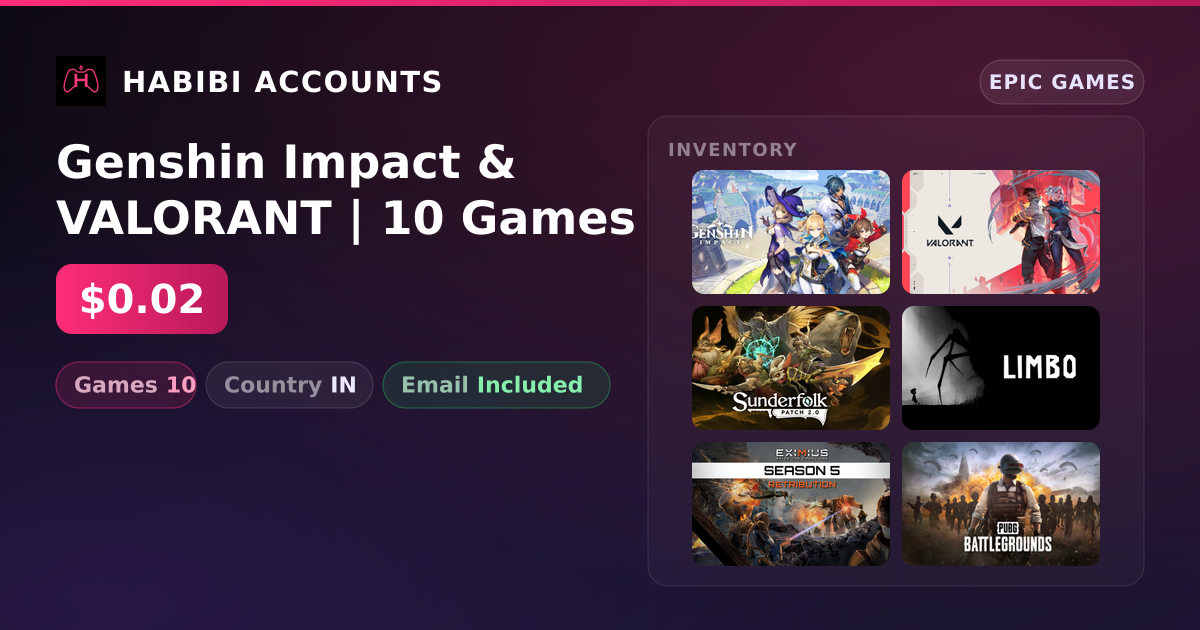 Genshin Impact & VALORANT | 10 Games — HabibiAccounts