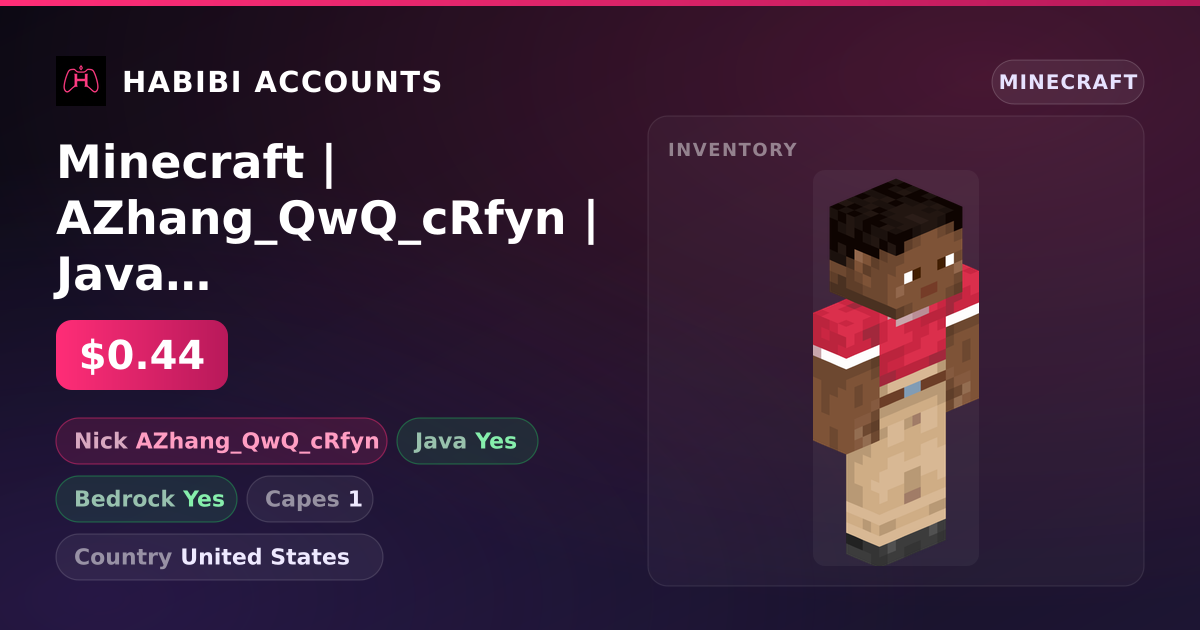 Minecraft | AZhang_QwQ_cRfyn | Java + Bedrock | 1 Capes — HabibiAccounts