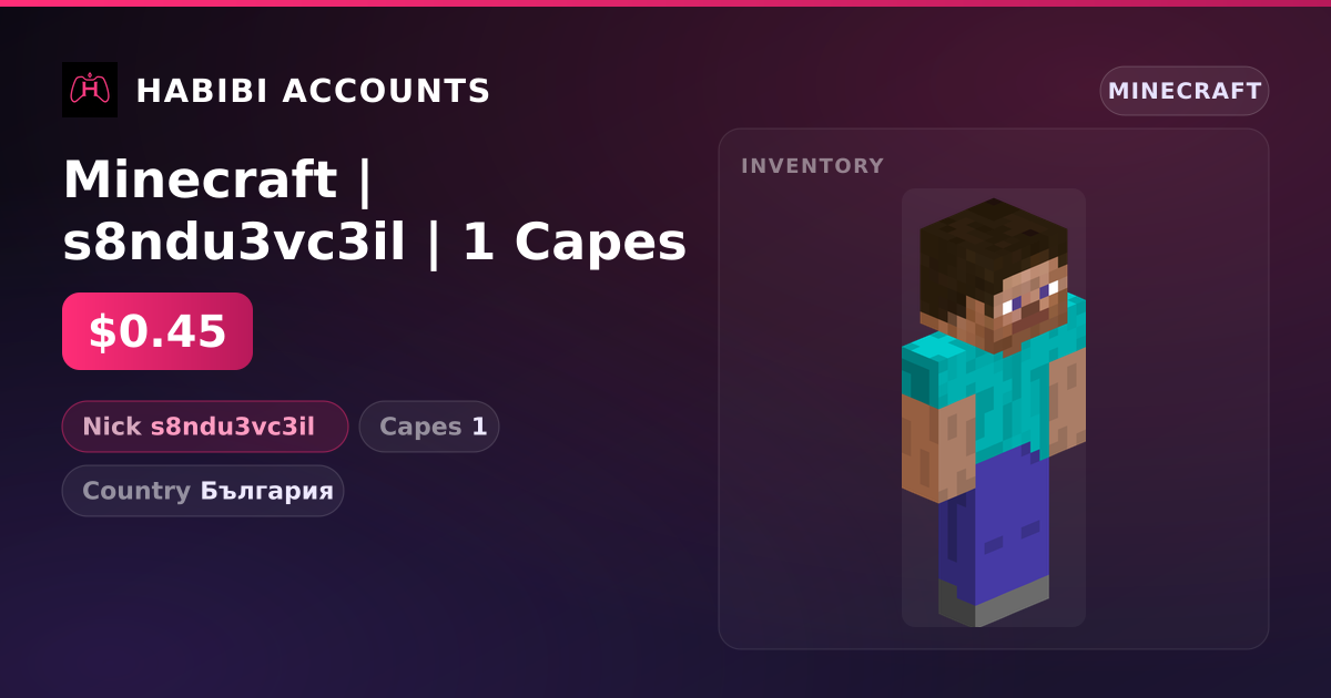 Minecraft | s8ndu3vc3il | 1 Capes — HabibiAccounts