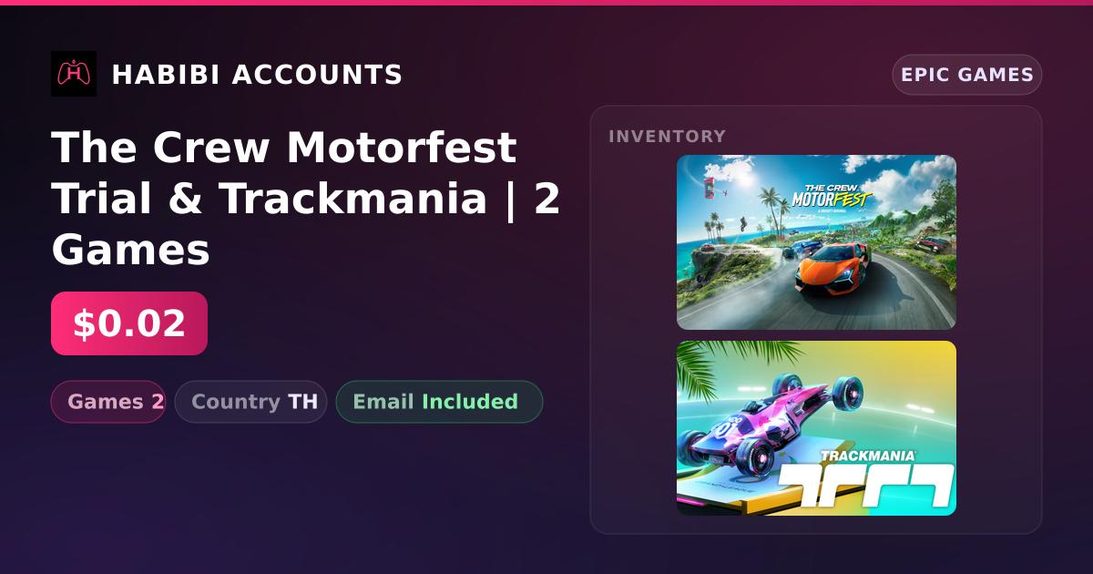 The Crew Motorfest Trial & Trackmania | 2 Games — HabibiAccounts