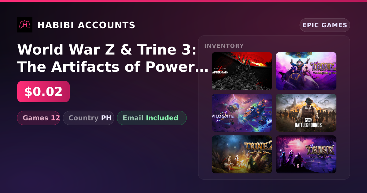 World War Z & Trine 3: The Artifacts of Power | 12 Games — HabibiAccounts