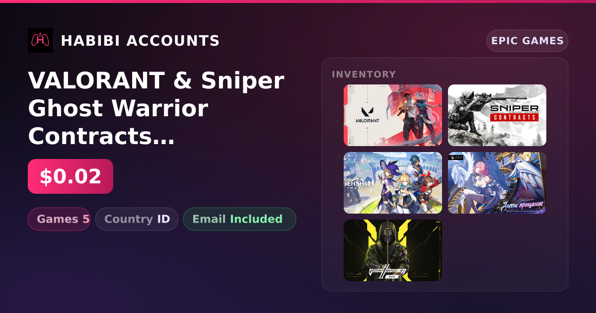 VALORANT & Sniper Ghost Warrior Contracts | 5 Games — HabibiAccounts