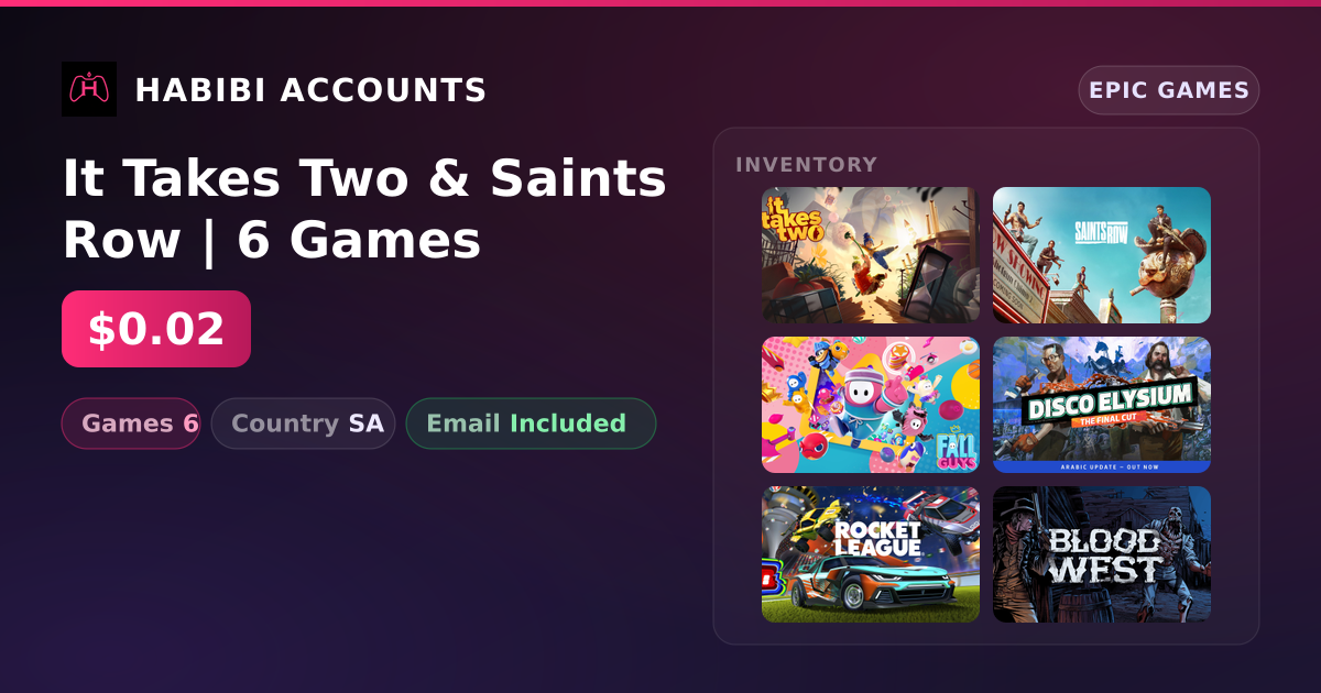 It Takes Two & Saints Row | 6 Games — HabibiAccounts