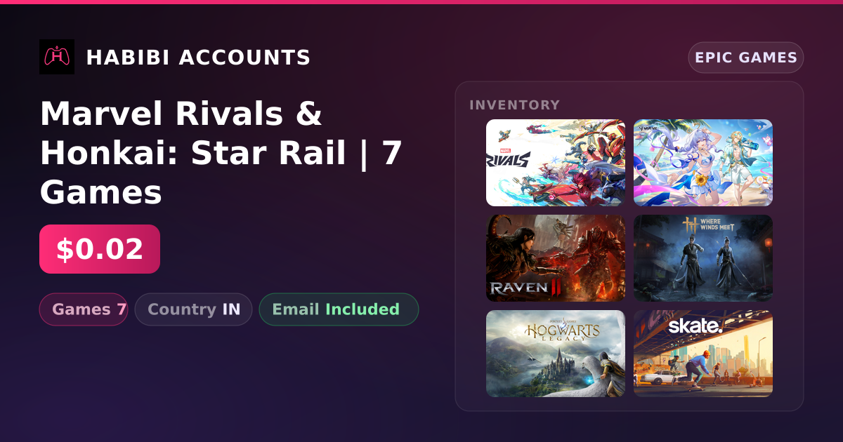Marvel Rivals & Honkai: Star Rail | 7 Games — HabibiAccounts
