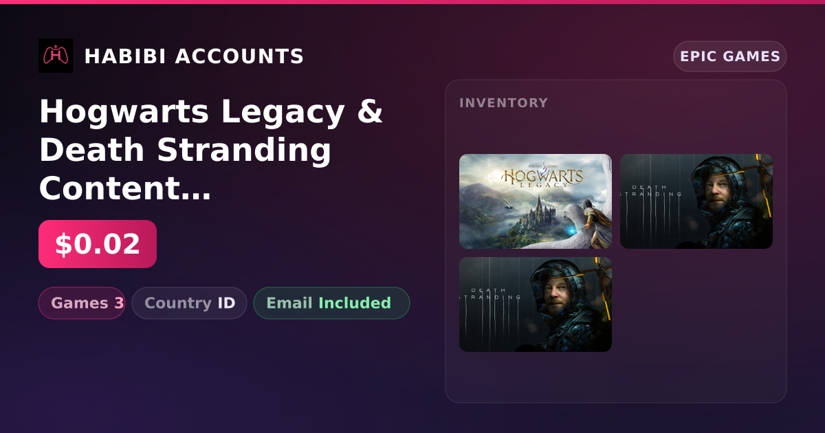 Hogwarts Legacy & Death Stranding Content | 3 Games — HabibiAccounts