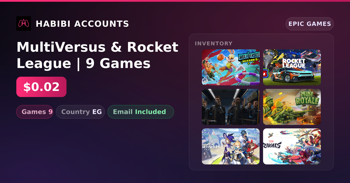 MultiVersus & Rocket League | 9 Games — HabibiAccounts