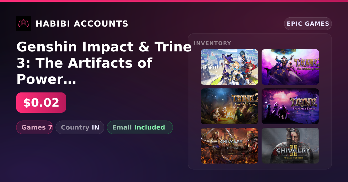 Genshin Impact & Trine 3: The Artifacts of Power | 7 Games — HabibiAccounts