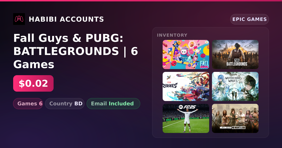 Fall Guys & PUBG: BATTLEGROUNDS | 6 Games — HabibiAccounts