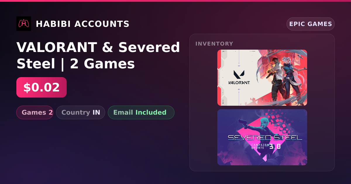 VALORANT & Severed Steel | 2 Games — HabibiAccounts