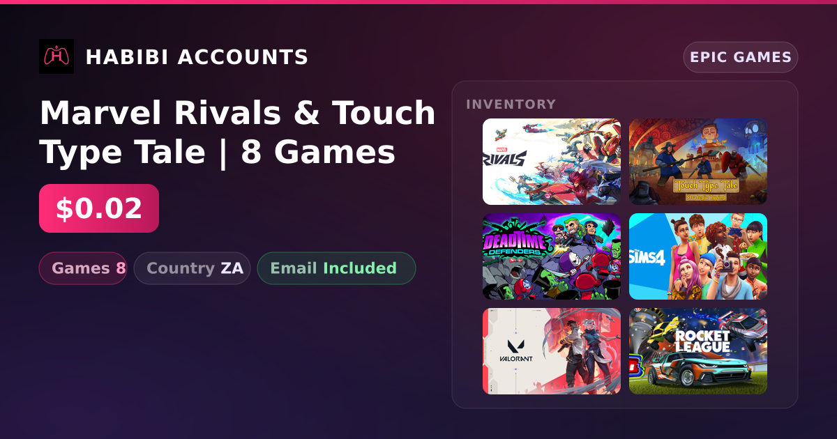 Marvel Rivals & Touch Type Tale | 8 Games — HabibiAccounts